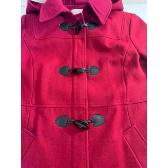 "NAUTICA" Red,Wool Blend,Pea Coat,Zip & Toggle , Hooded, Dk Romance, Fisherman - Picture 10 of 10
